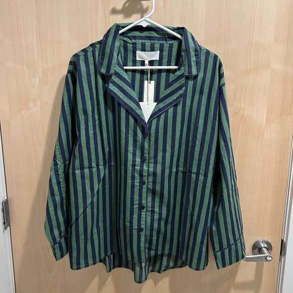 NWT THE GREAT sleep pajama shirt and smocked pajama shorts in seaside strips - Picture 5 of 10